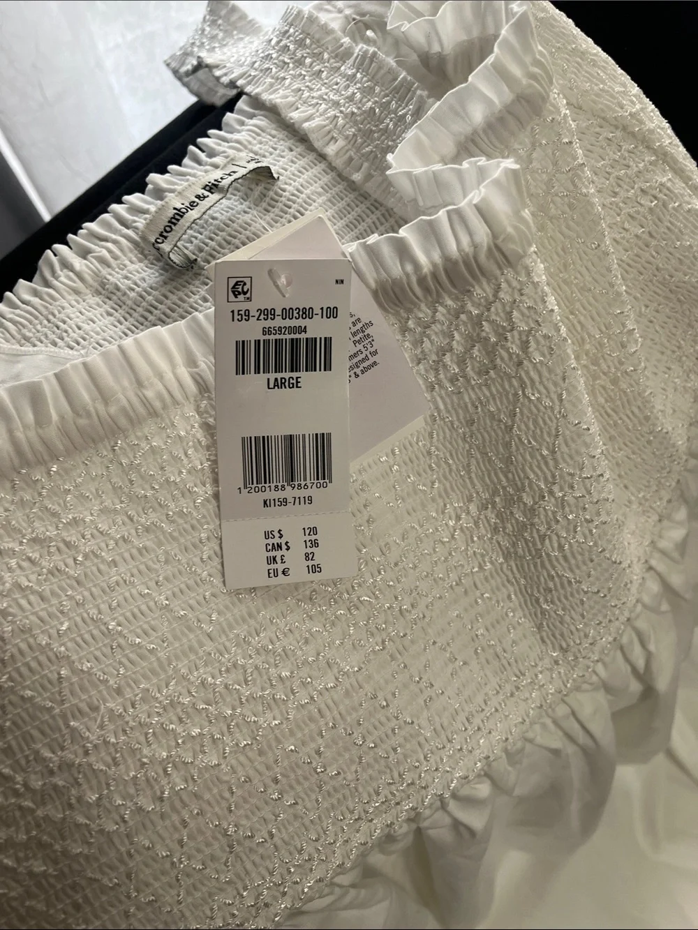 Abercrombie & Fitch White Maxi Sundress with Smocked Bodice